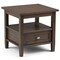 Warm Shaker End Table Solid Wood Storage Drawer Open Shelf Rustic Living Room
